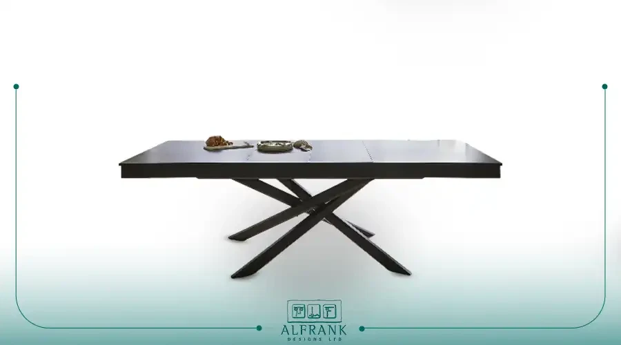 Black extendable dining room table
