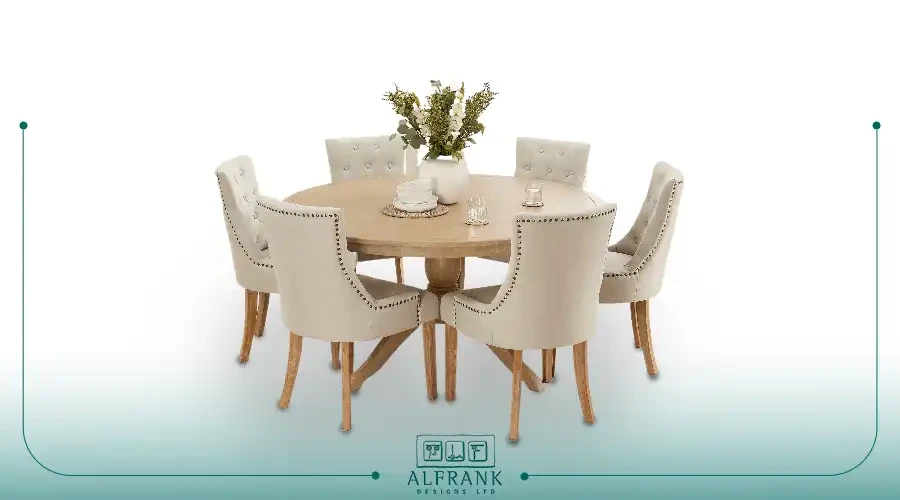 Round dining table and chairs for 6