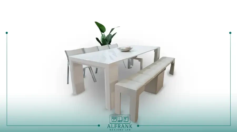 Collapsible dining table with chairs